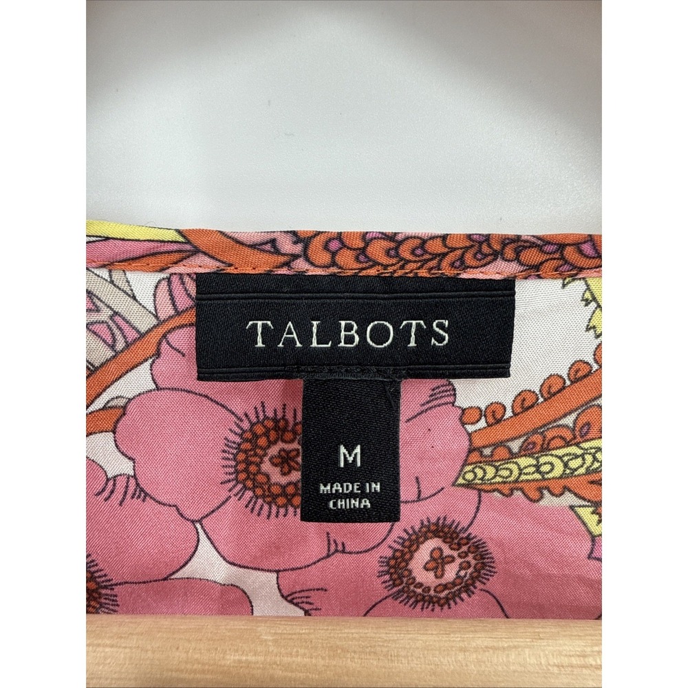 Talbots Womens 100% Silk Floral Paisley Multicolor Blouse Top Size Medium Boho - Picture 8 of 11